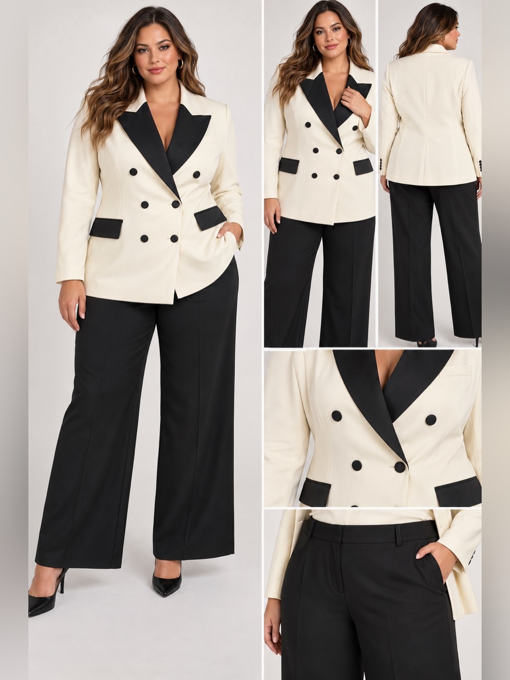 NWT Ivory Black Pant Suit Set Tagged 3XL Runs Small Fits Like XL Career Office